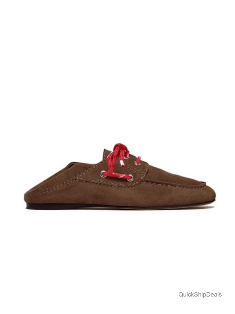 Faux Suede Boat Mule Shoes for Women Lace up Flat Loafer Mules
